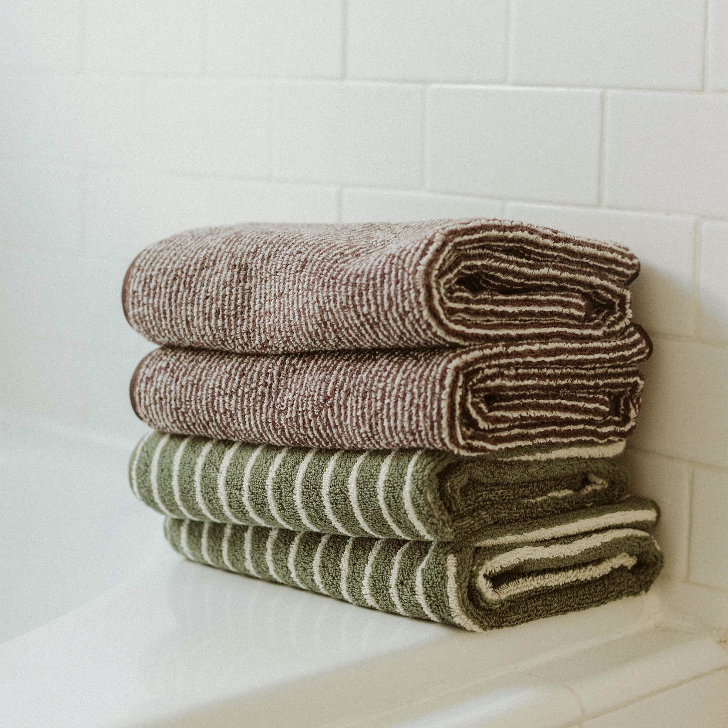 Striped Terry - Marrón, Hand Towel – Morrow Soft Goods
