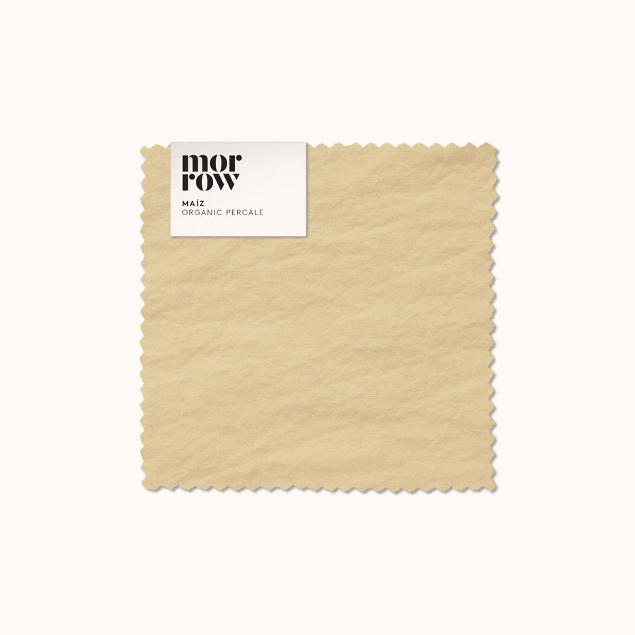 Maíz fabric swatch with 'morrow' label on a white background