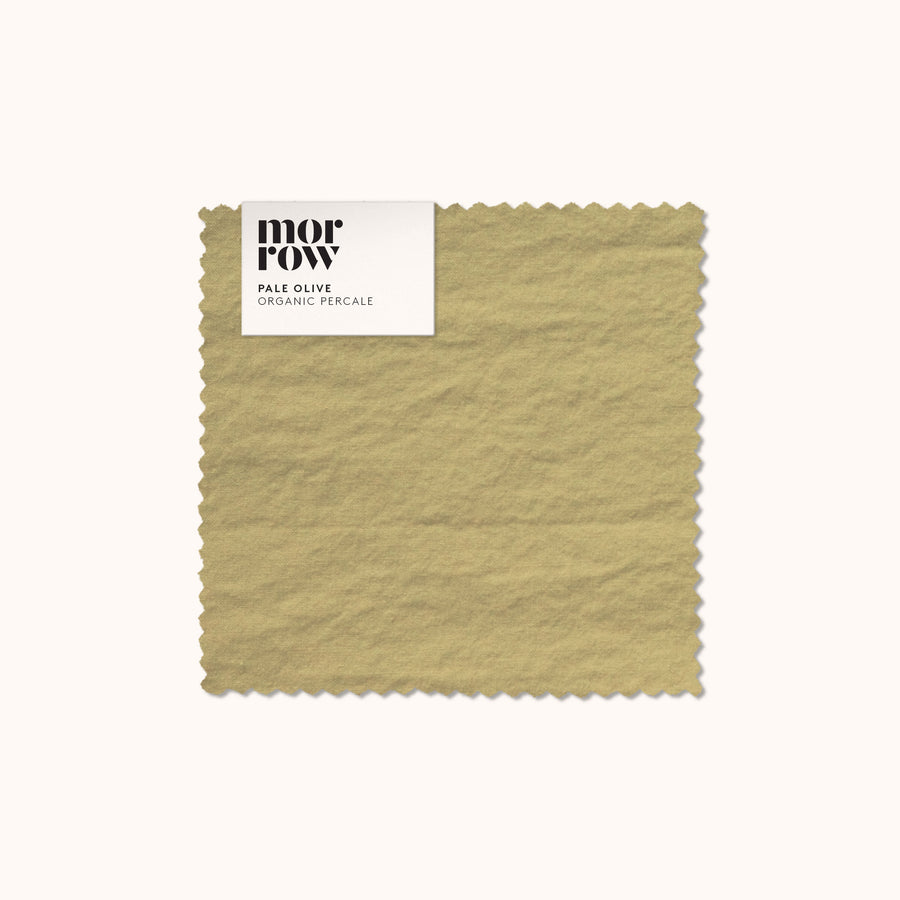 Pale Olive fabric swatch with 'morrow' label on a white background