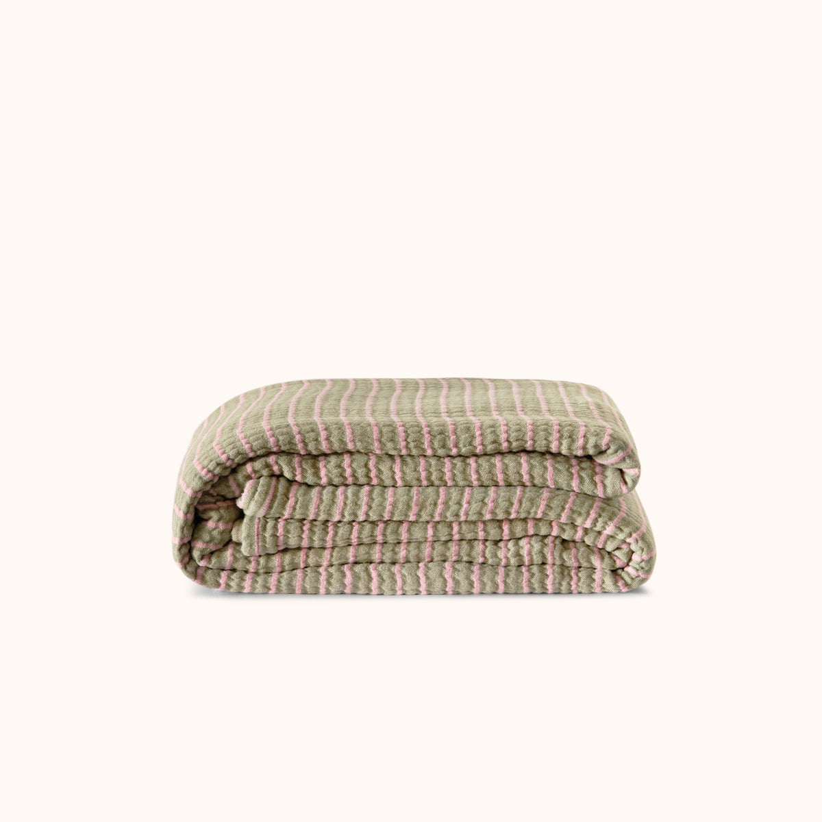 Striped Coverlet Verde Rose King Cal King