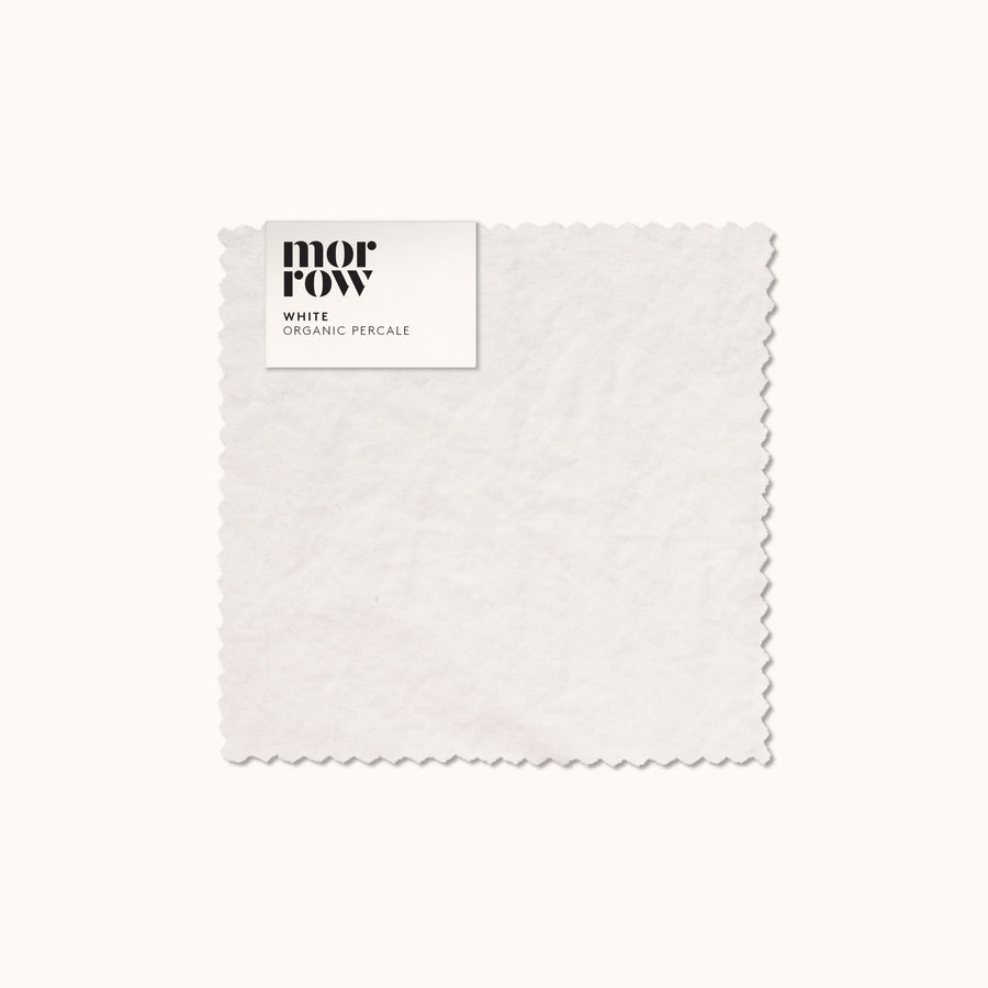White fabric swatch with 'morrow' label on a white background
