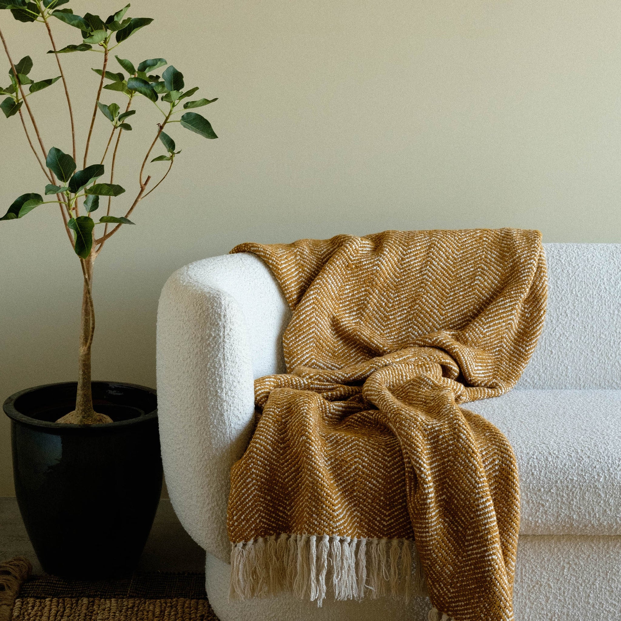 Gold color outlet throw blanket